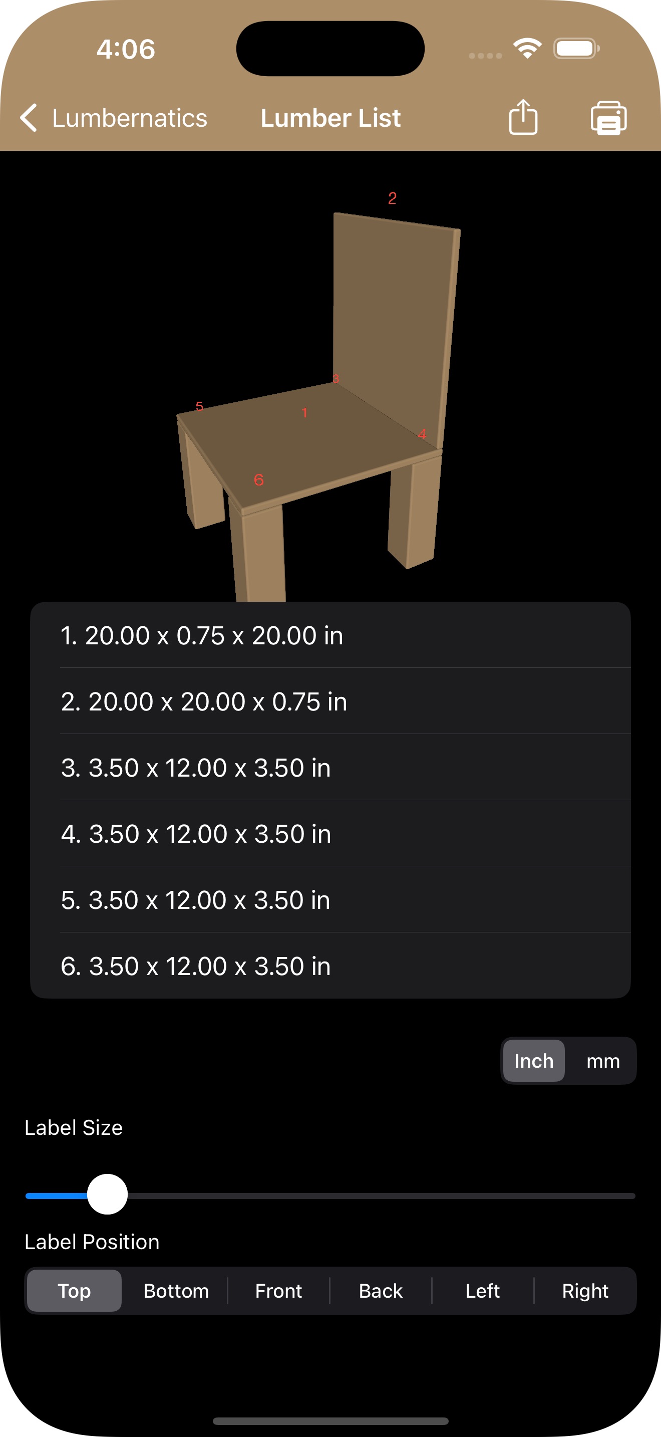 Lumber Numbering and Lumber List